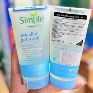Sữa rửa mặt Simple micellar gel wash xanh dương trong