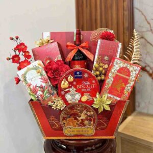 giỏ quà tặng tết qtbk65 màu đỏ