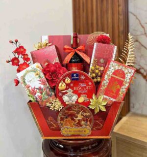giỏ quà tặng tết qtbk65 màu đỏ