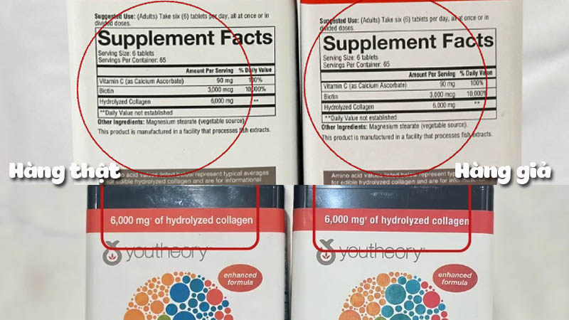 Cách phân biệt Collagen Youtheory 390 viên hàng thật và giả