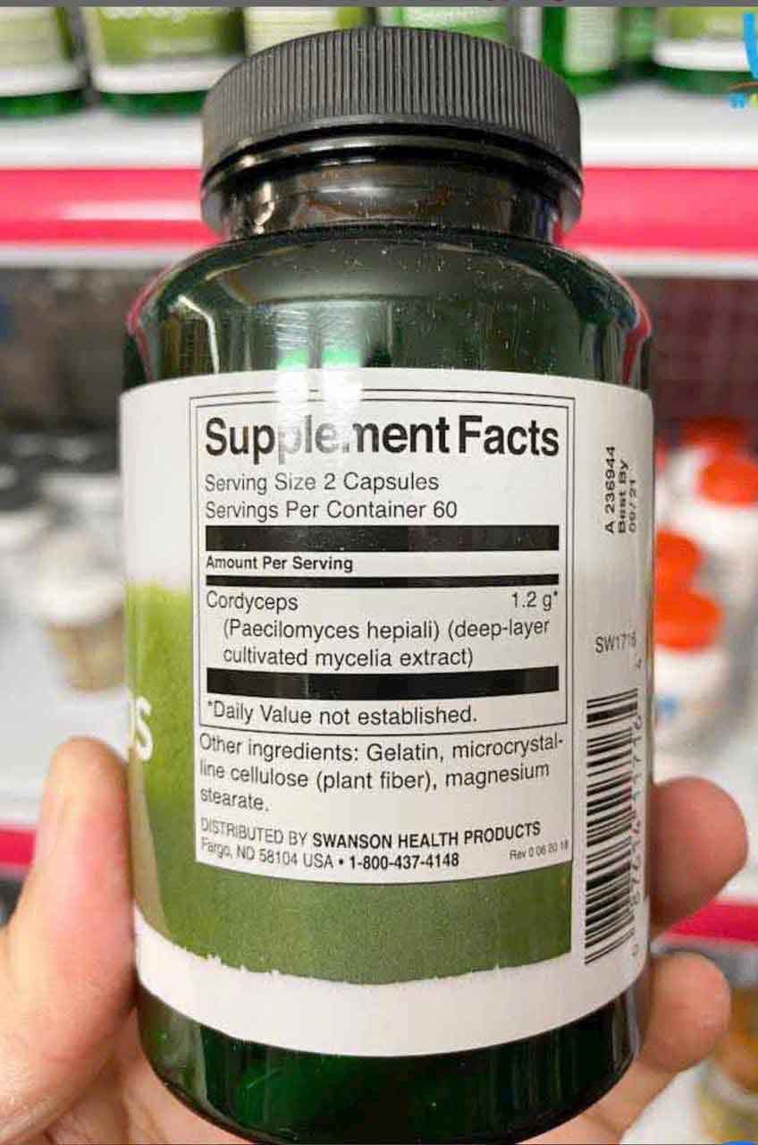 Viên uống đông trùng hạ thảo Swanson Cordyceps Mỹ 120 viên