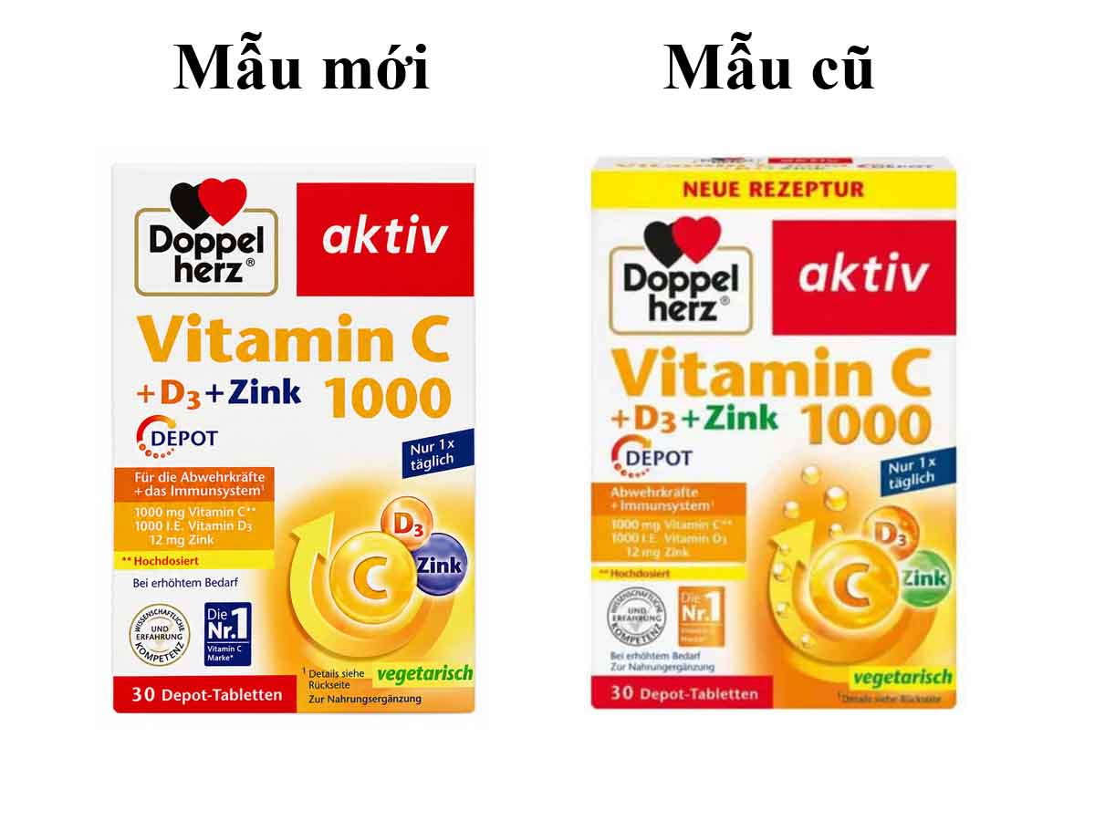 Viên uống Doppelherz Vitamin C D3 Zink Đức 30 viên mẫu mới