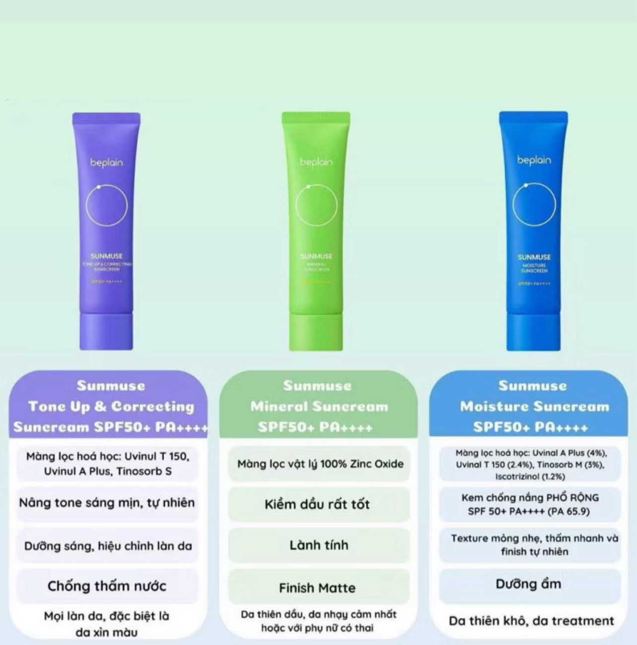 kem chống nắng beplain xanh lá