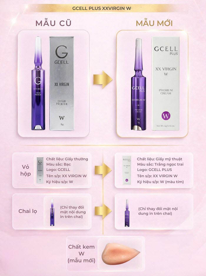 GCell Plus XXVirgin W Premium Cream mẫu mới