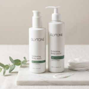 Bộ đôi sữa tắm, dưỡng tẩy tế bào chết Glytone KP Kit