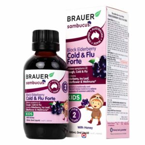 Siro hỗ trợ giảm ho Brauer Black Elderberry Cold & Flu Forte 100ml