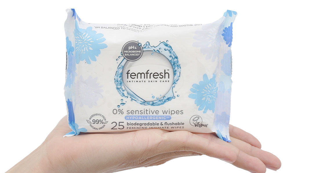 Femfresh Sensitive Wipes (Xanh)