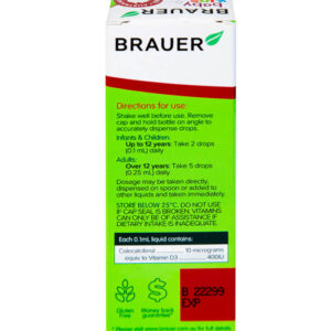 Siro bổ sung D3 cho trẻ Brauer Liquid Vitamin D 400iu