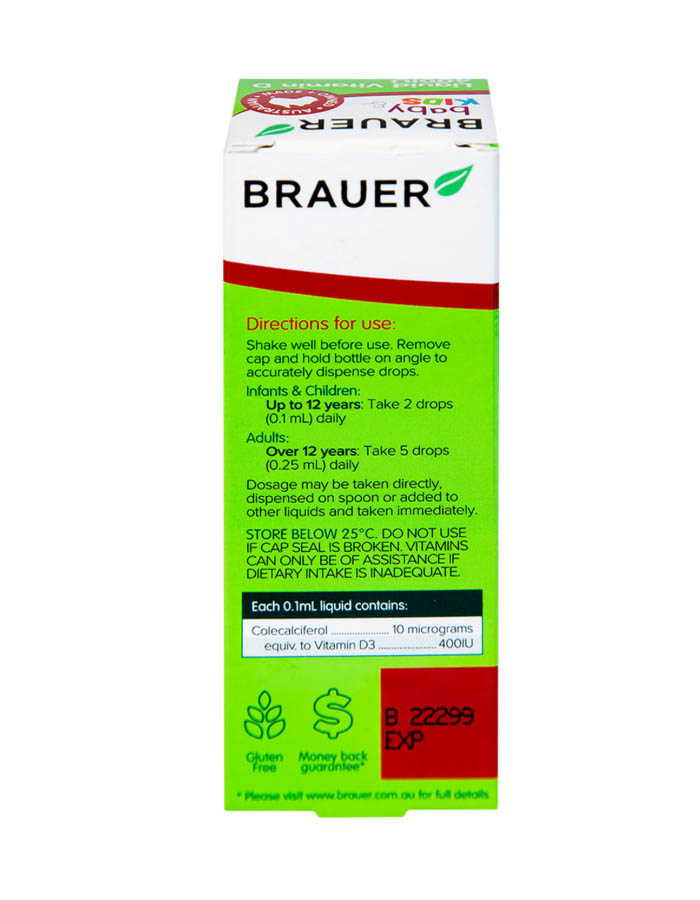 Siro bổ sung D3 cho trẻ Brauer Liquid Vitamin D 400iu