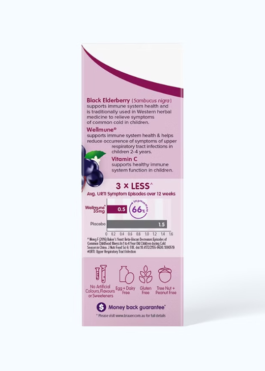 Siro hỗ trợ giảm ho Brauer Black Elderberry Cold & Flu Forte
