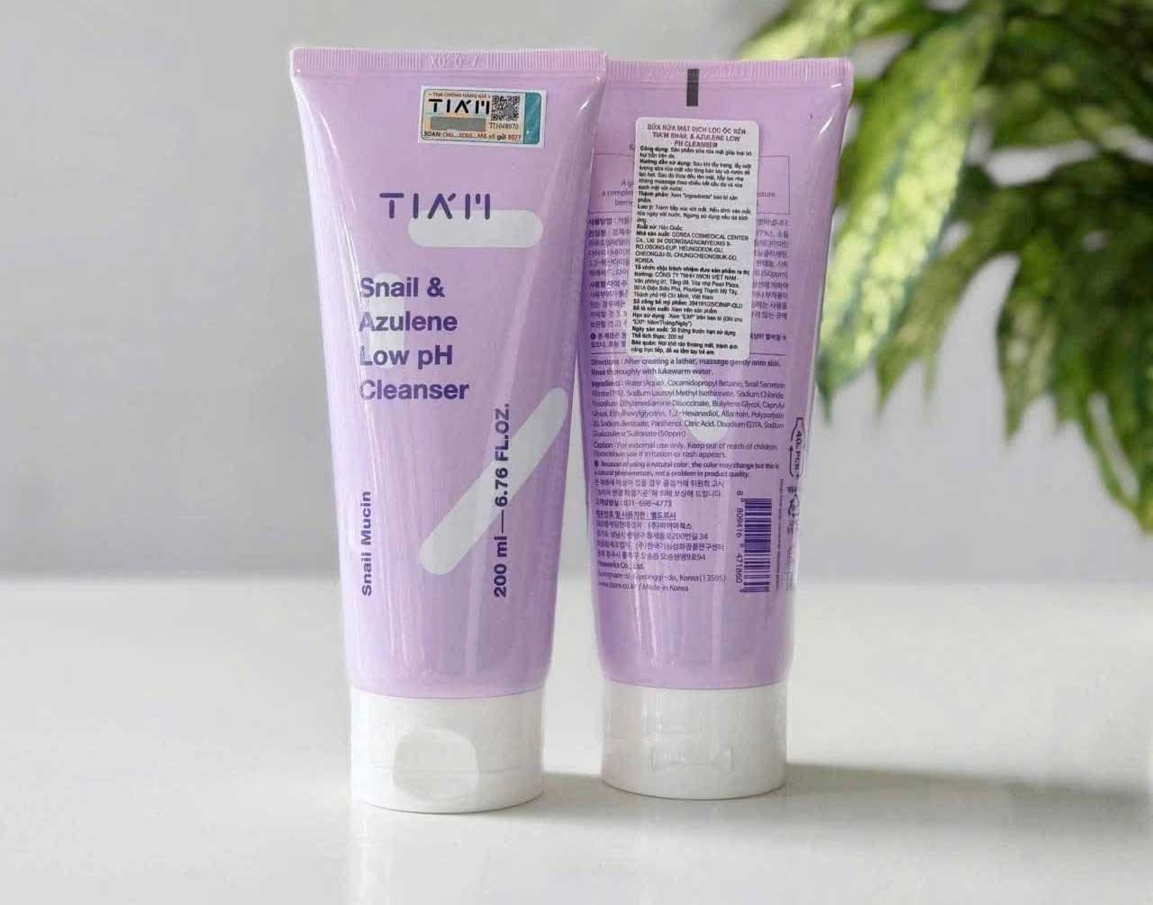 Sữa rửa mặt Tiam Snail & Azulene Low PH Cleanser