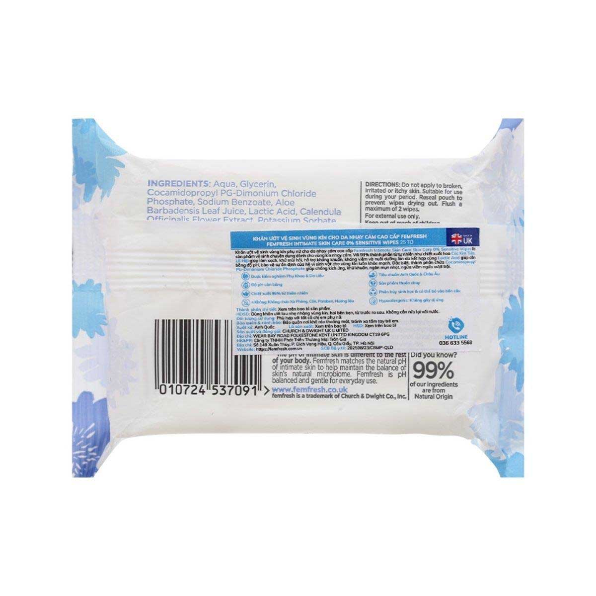 khăn ướt vệ sinh vùng kín femfresh xanh