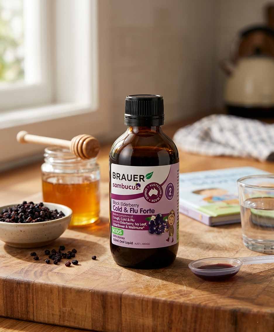 siro ho đờm brauer Black Elderberry Cold & Flu Forte