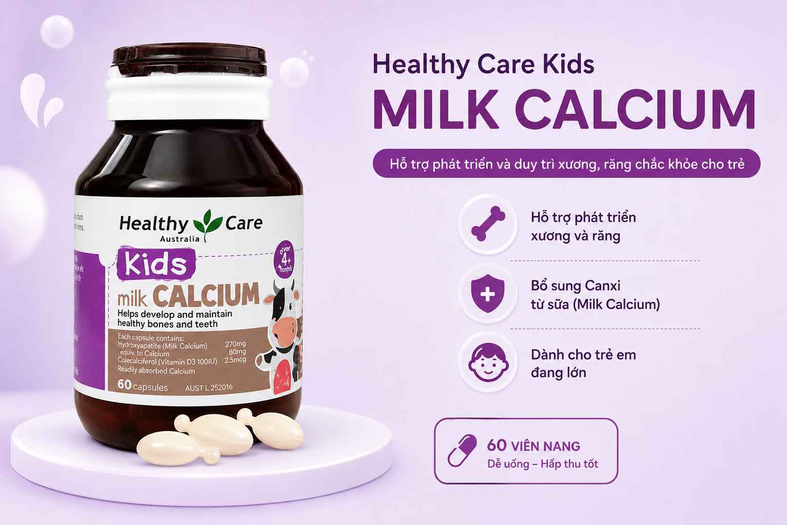 viên bổ sung canxi cho bé milk calcium healthy care