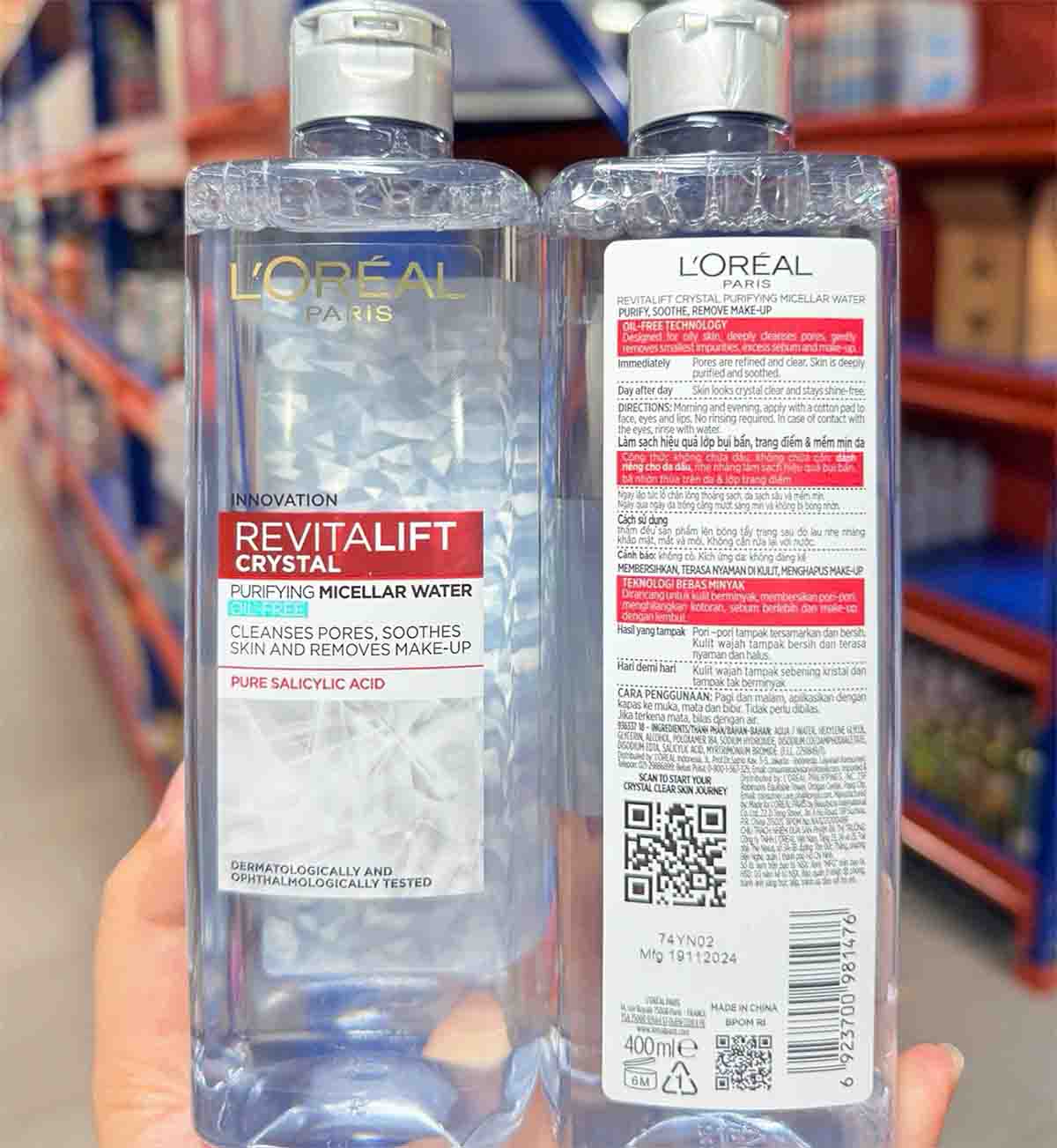 Nước Tẩy Trang L'Oréal Revitalift Crystal Purifying Micellar Water (Xám)