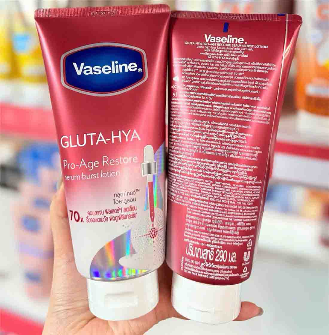 Sữa dưỡng thể Vaseline Gluta Hya 70X Pro-Age Restore (Đỏ)