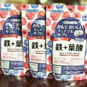 Viên uống bổ sung Sắt Folic Acid Orihiro dạng túi