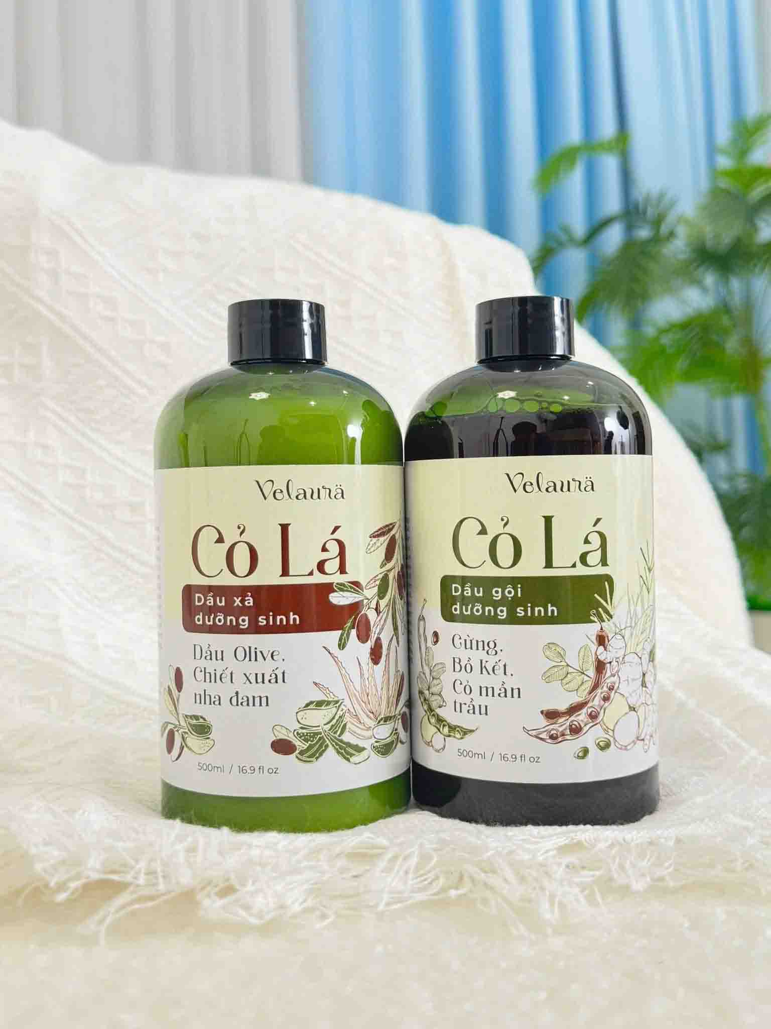 Bộ dầu gội xả dưỡng sinh Velaura Cỏ Lá 500ml