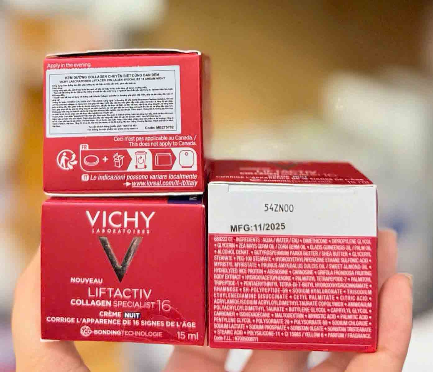 Kem dưỡng ban đêm Vichy Liftactiv Collagen Specialist 16 Night