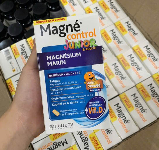 Viên ngậm Nutreov Magne Control Junior Magnesium Marin Vitamin D