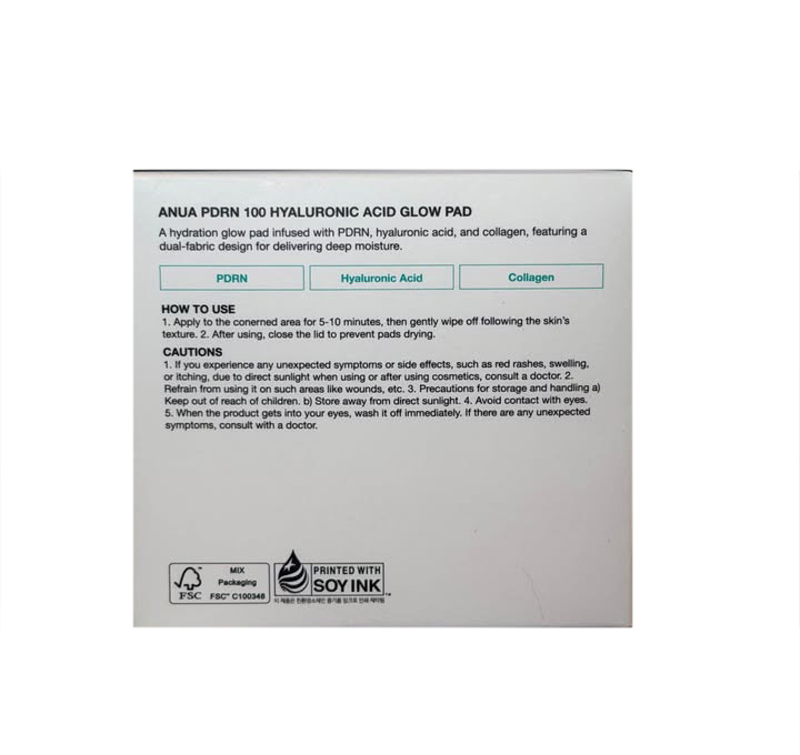 anua pdrn 100 hyaluronic acid glow pad