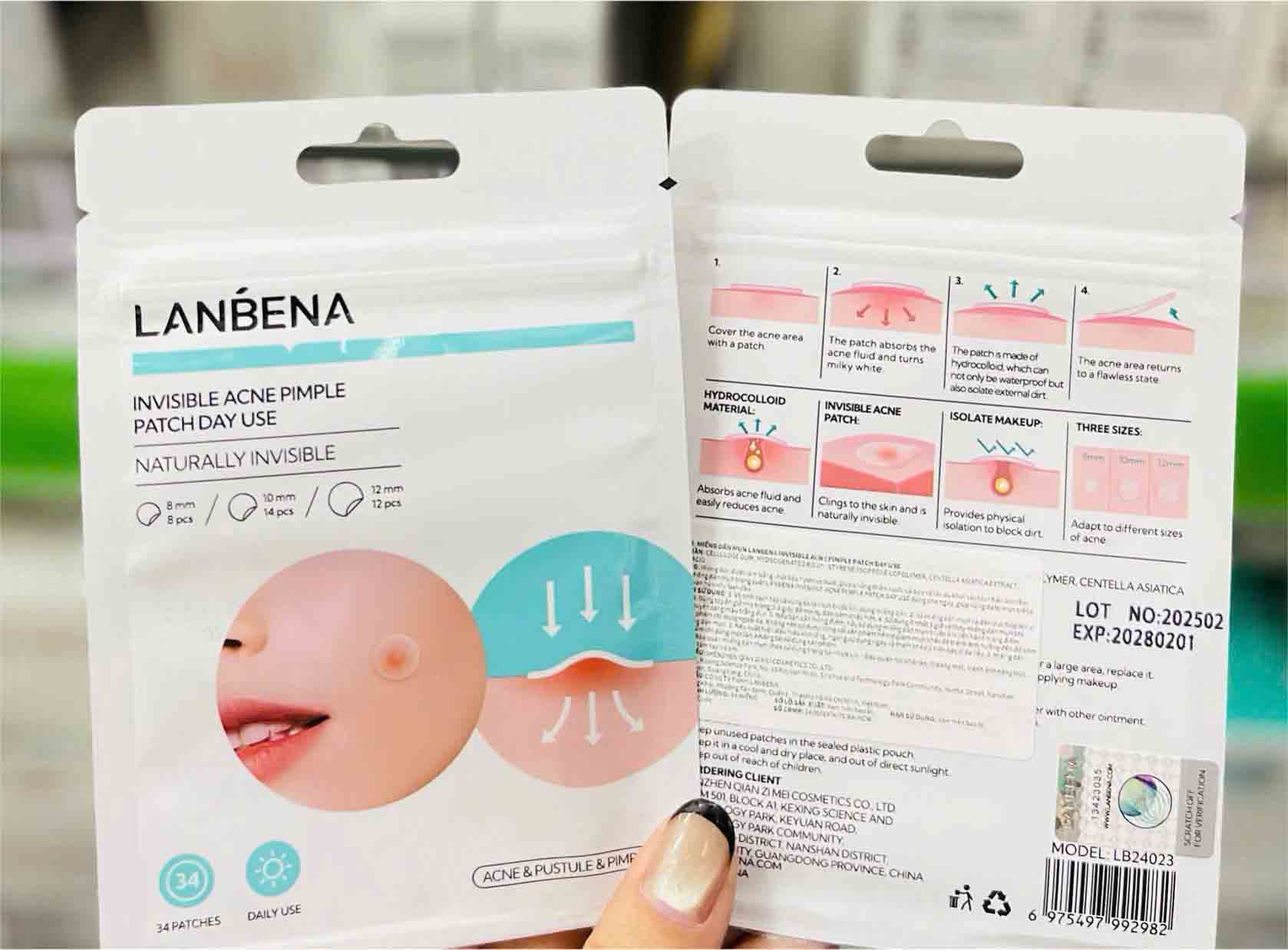 miếng dán mụn lanbena ban ngày