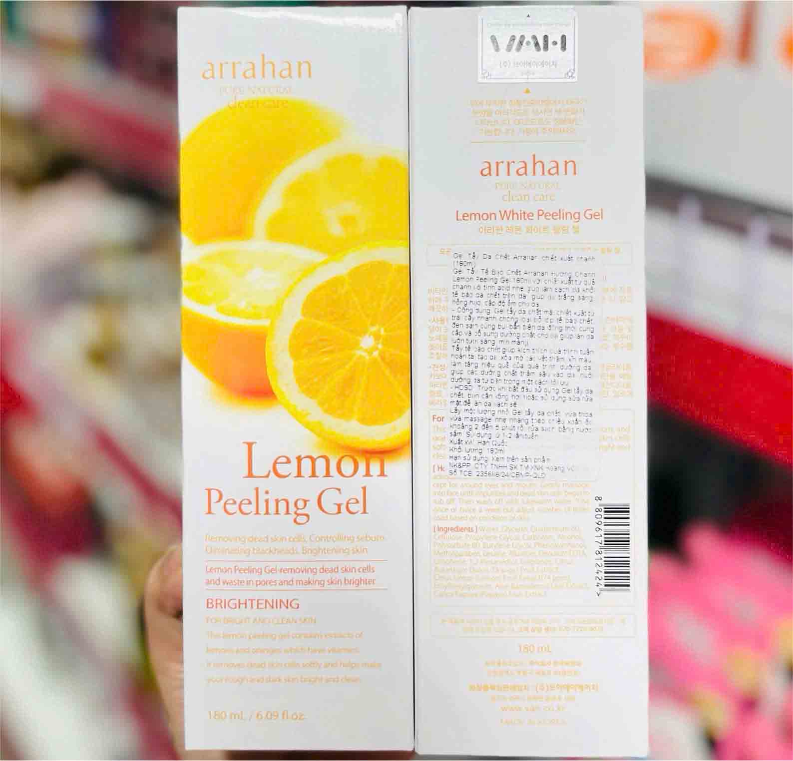 tẩy da chết arrahan lemon peeling gel