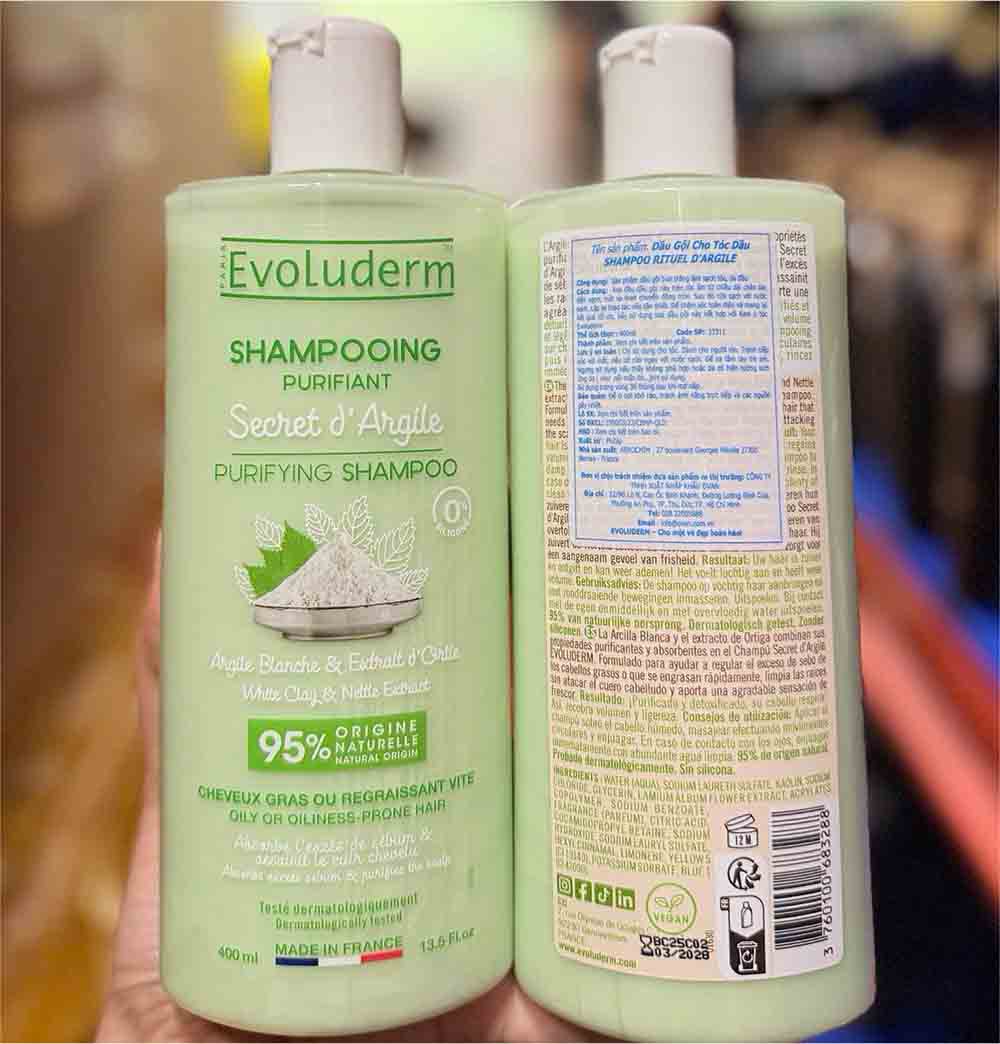 Dầu Gội Evoluderm White Clay & Nettle Extract