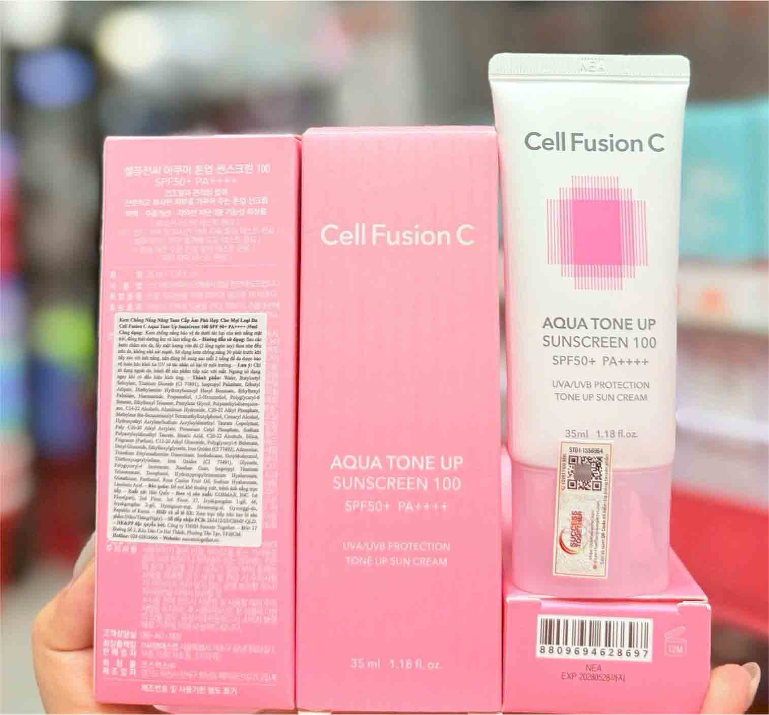 Kem chống nắng Cell Fusion C tone up màu hồng 35ml