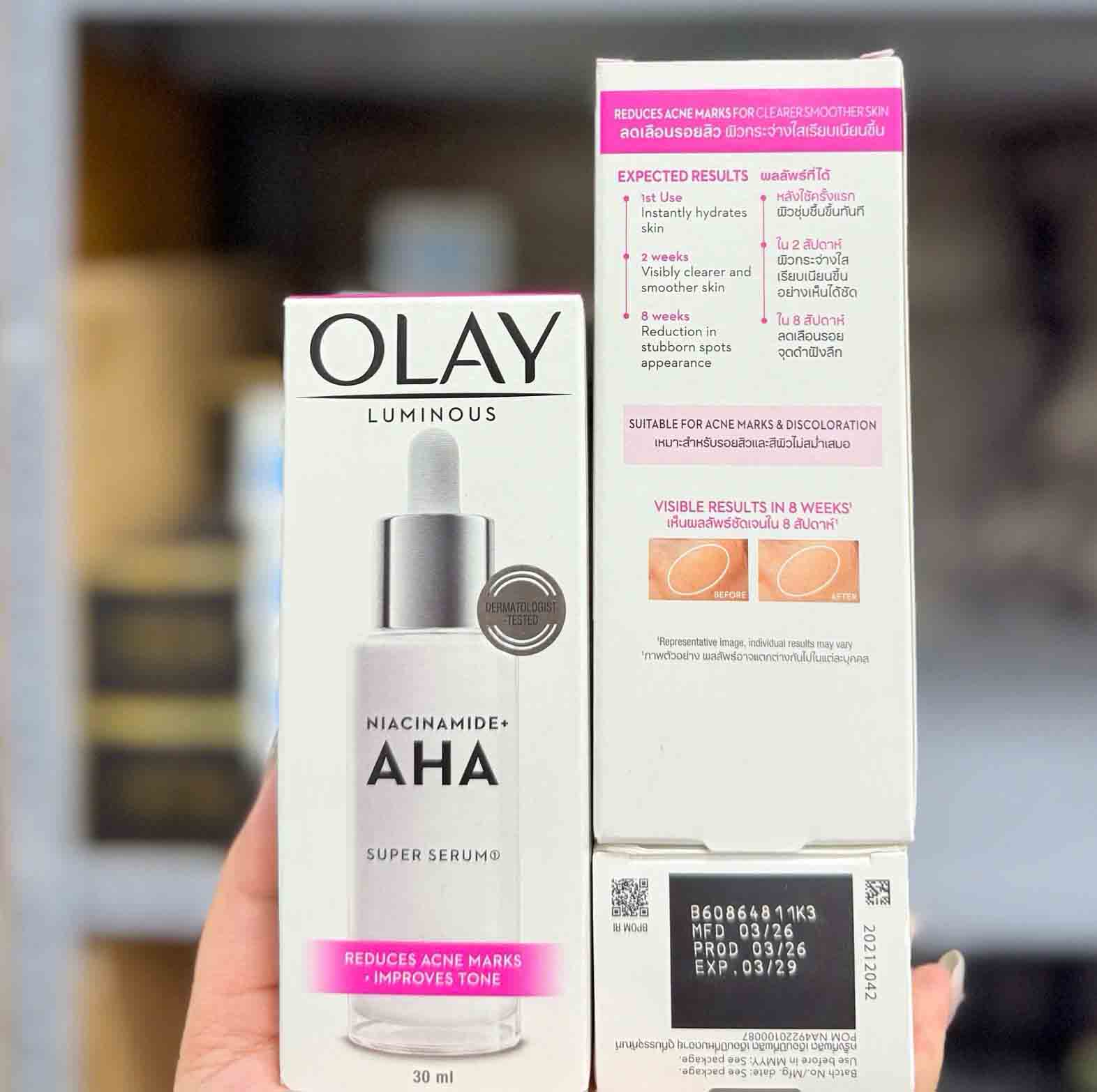 Serum dưỡng sáng mờ thâm Olay Luminous Niacinamide AHA Super Serum