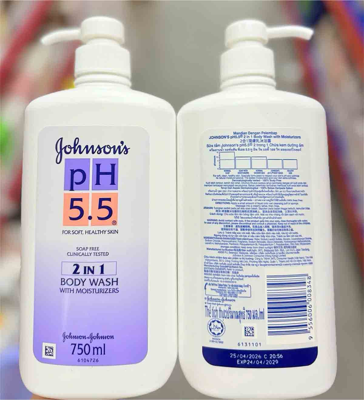 sữa tắm ph 55 hạnh nhân johnson's 750ml