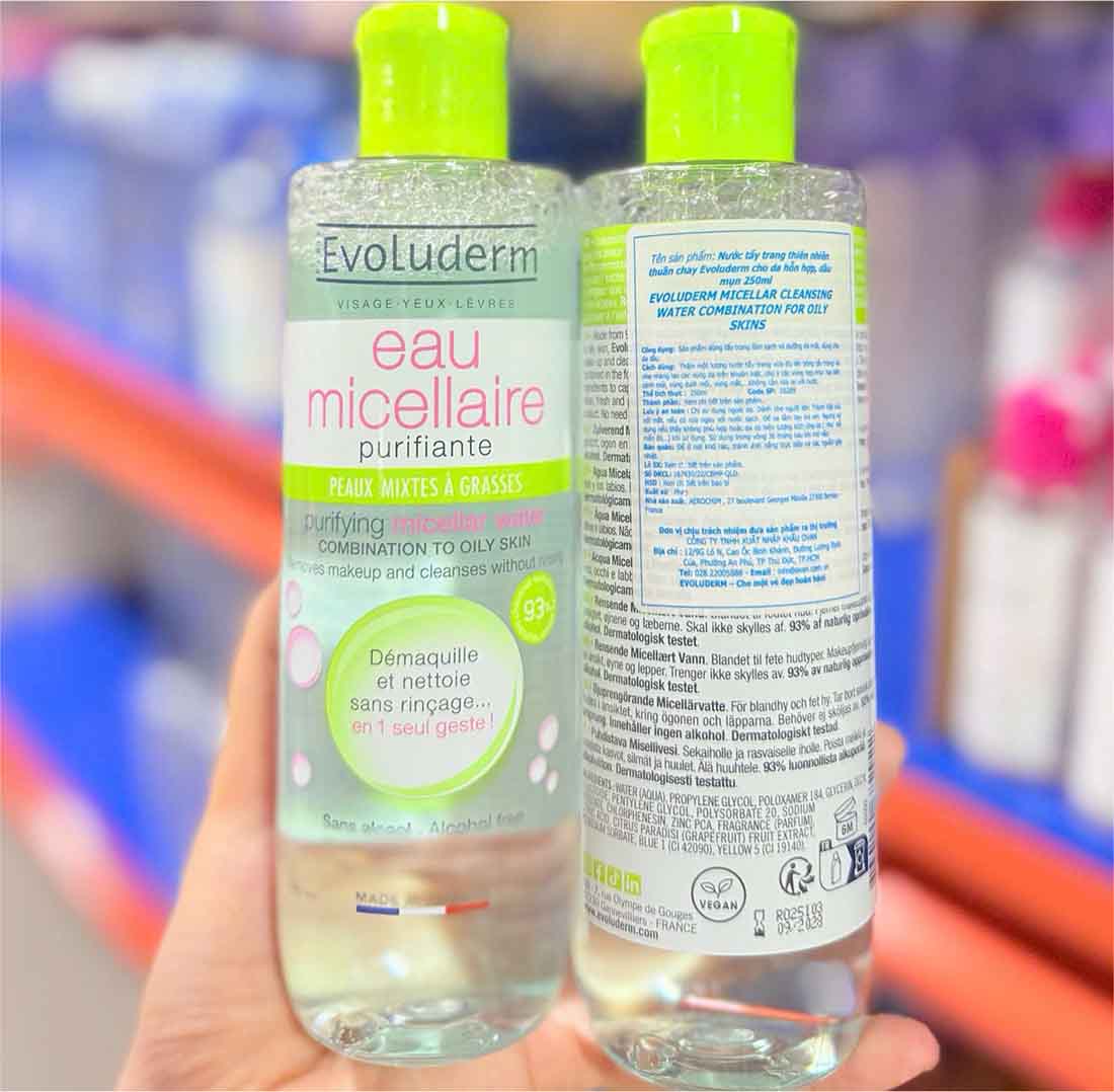 tẩy trang evoluderm xanh lá