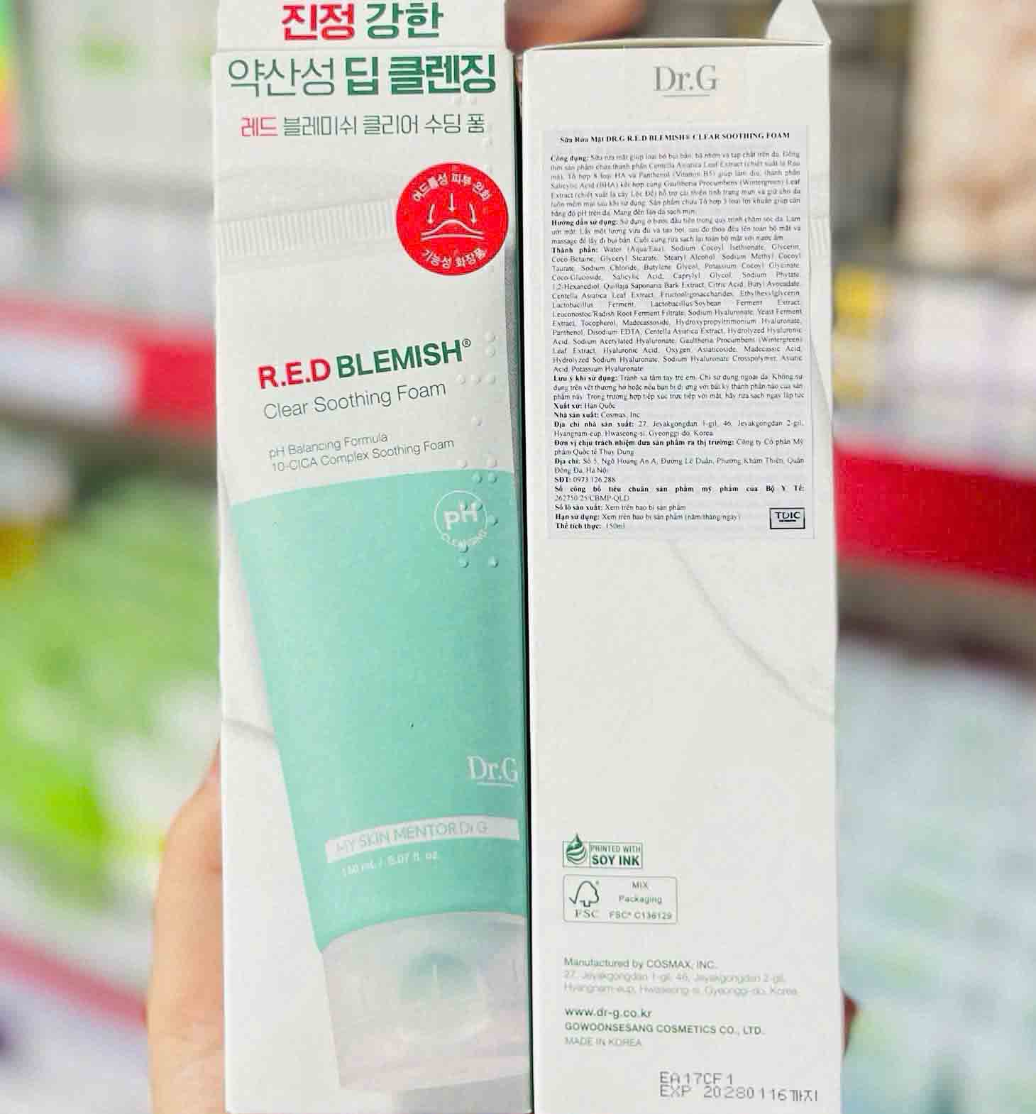 ữa rửa mặt Dr G Red Blemish Clear Soothing Foam