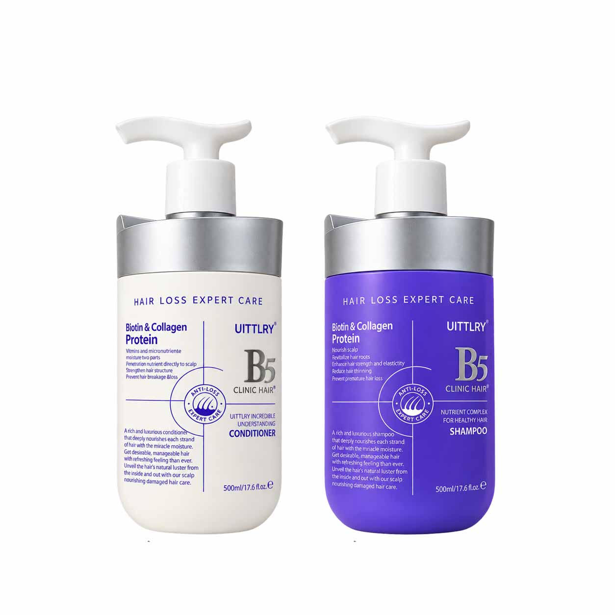Bộ dầu gội xả UITTLRY Hair Loss Expert Care – Biotin & Collagen Protein