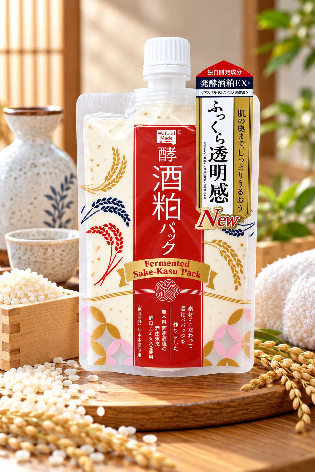 Mặt nạ bã rượu sake giữa hương lúa Nhật Bản