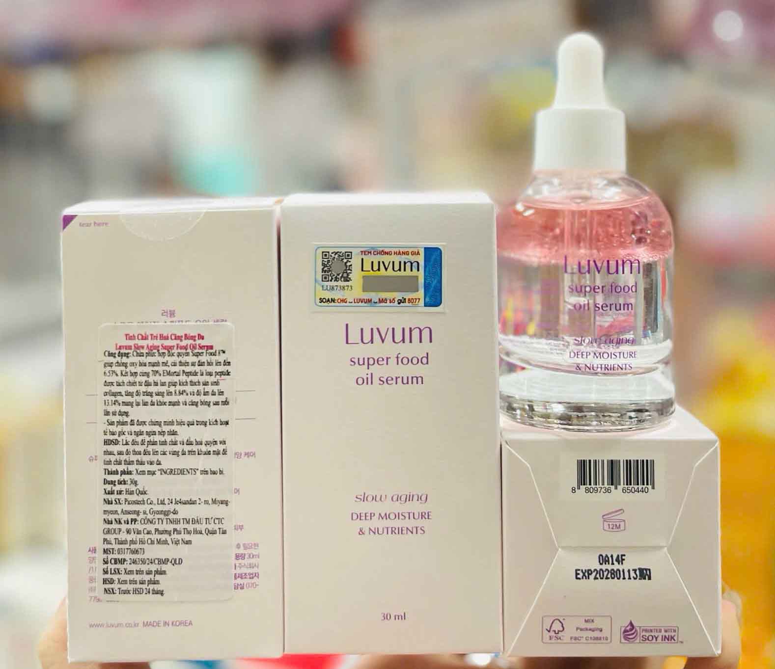 Tinh chất dưỡng da Luvum Slow Aging Super Food Oil Serum
