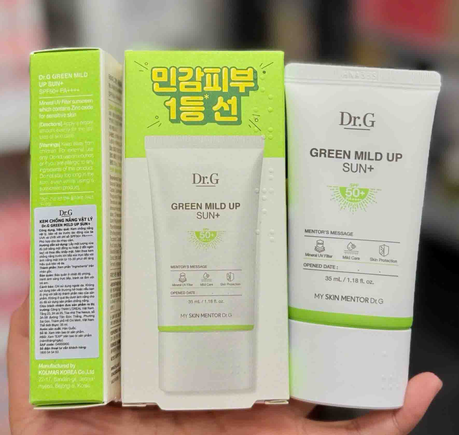 kem chống nắng dr g green mild up